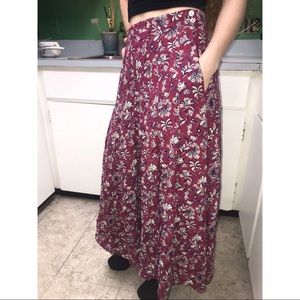 Long Pink Paisley Skirt
